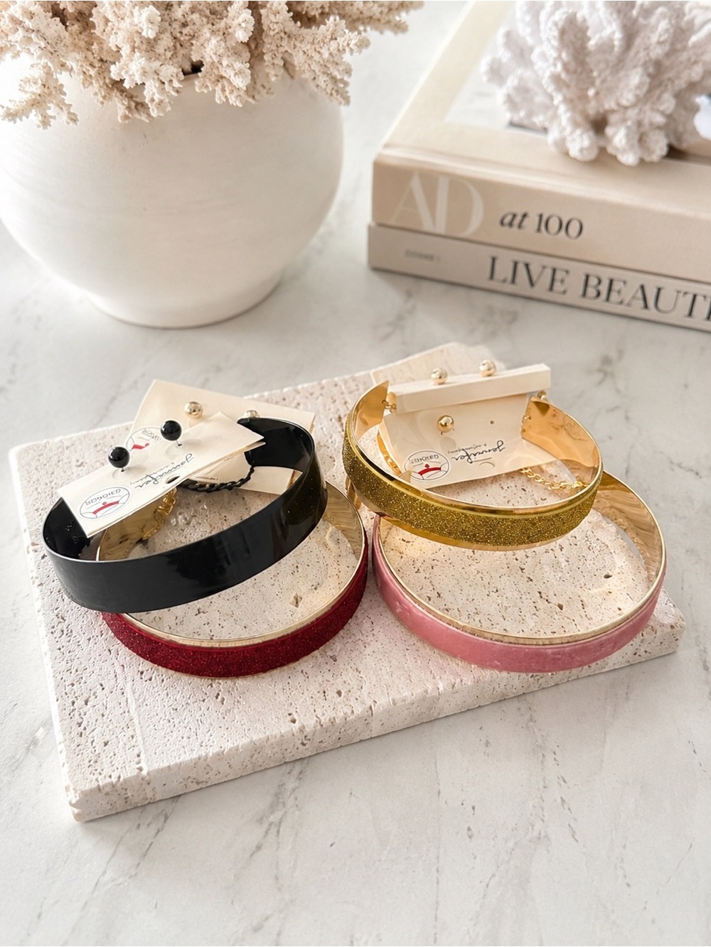 4 pieces Jennifer K Women’s Fashion necklace collar choker set. Y2k bundle lot